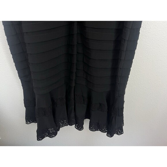 Adrianna Papell Black Dress Cap Sleeve Square Neck Flow Lace Party Stretch 18W - Picture 6 of 8